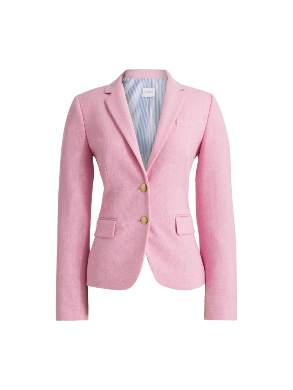 J. Crew Pink Herringbone Wool-Blend Schoolboy Blazer